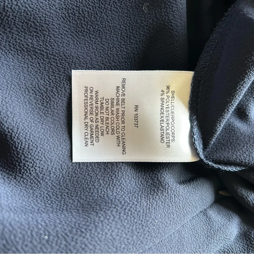 NEW Donna Morgan Crepe jumpsuit 10 wide leg cropped V-neck tie lightweight blue - Picture 8 of 15